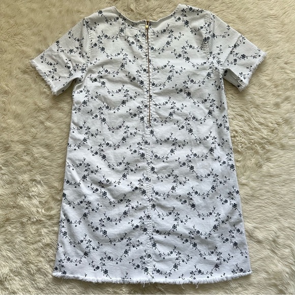 Current/Elliott Dress The Fray Edge Shift Mini Sugar Viney Floral White Blue 3 - Picture 3 of 13